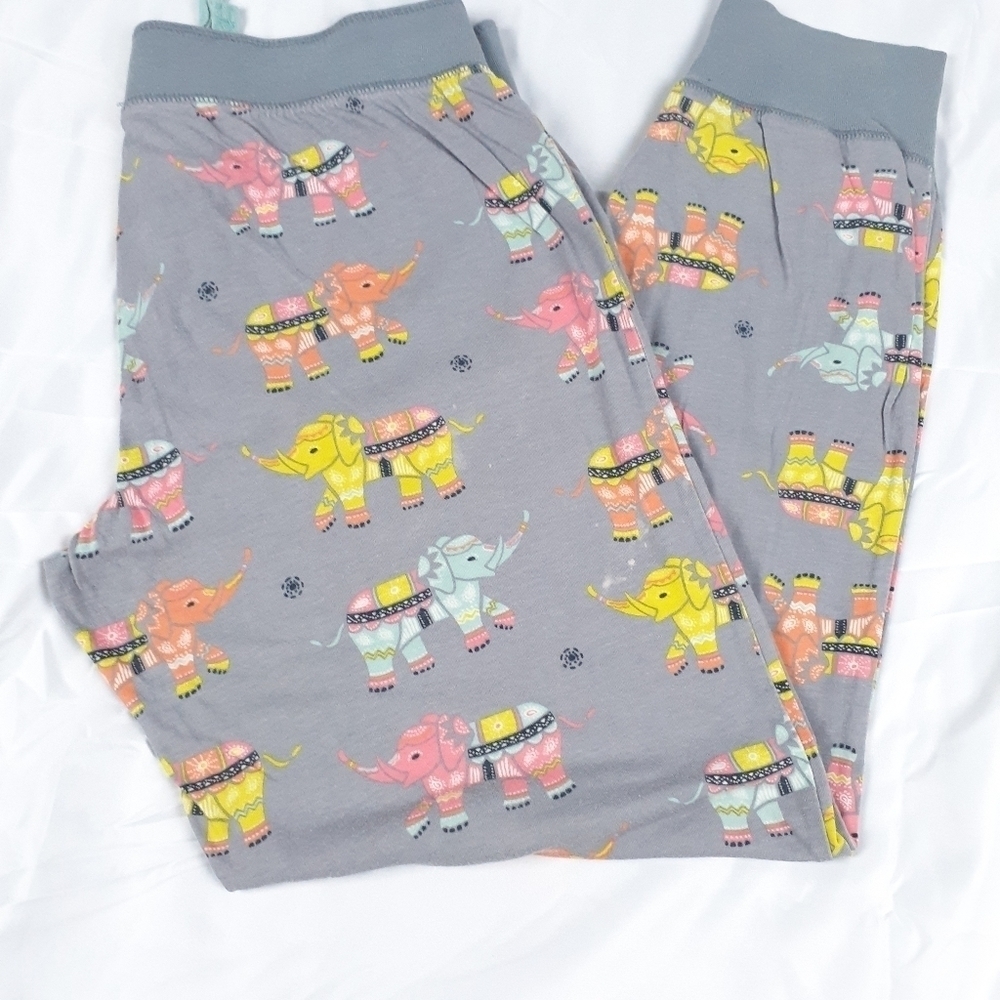 Pjsalvage Lounge Pants w/ Colorful Elephants Size Small